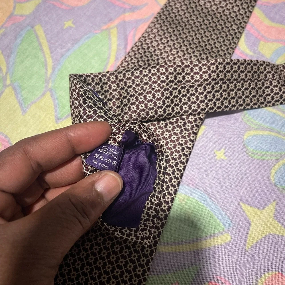 Ralph Lauren Brown and Black Geometric Silk Tie